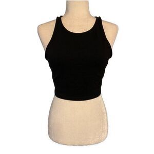 Talula Aritzia Solid Black Rayon Nylon Spandex Crop Tank Top Small